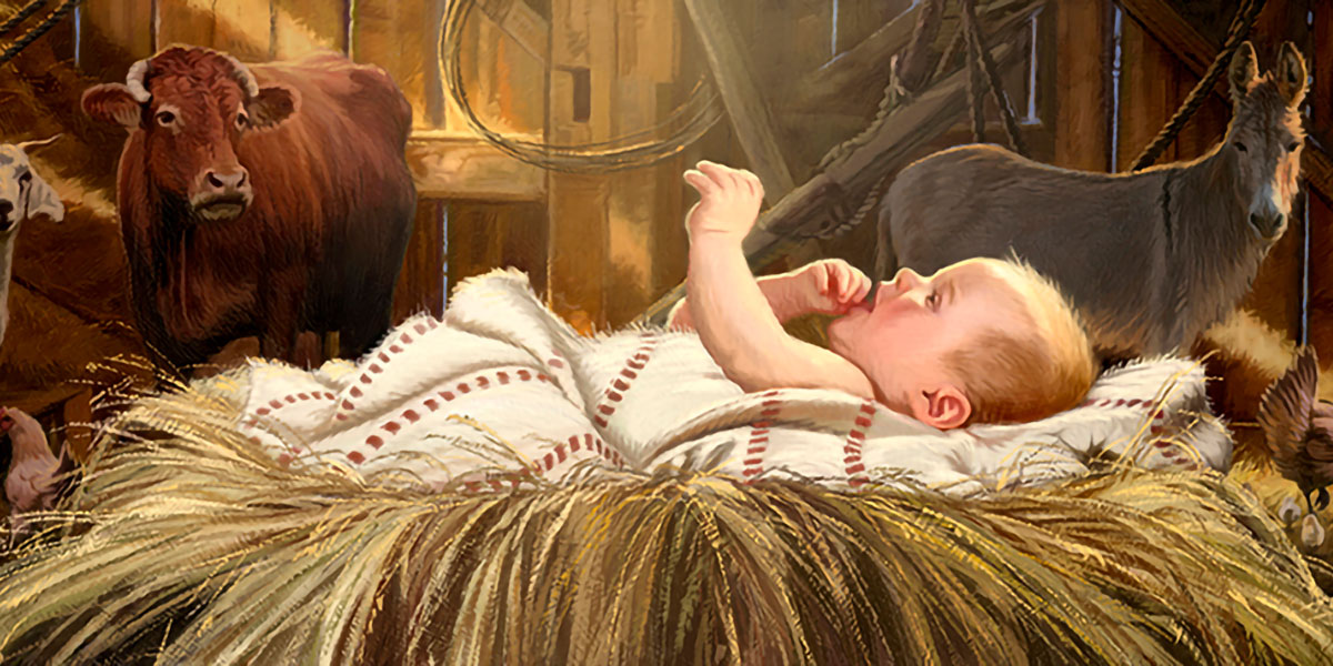 Safe in a Stable, by Dan Burr. Image via ChurchofJesusChrist.org