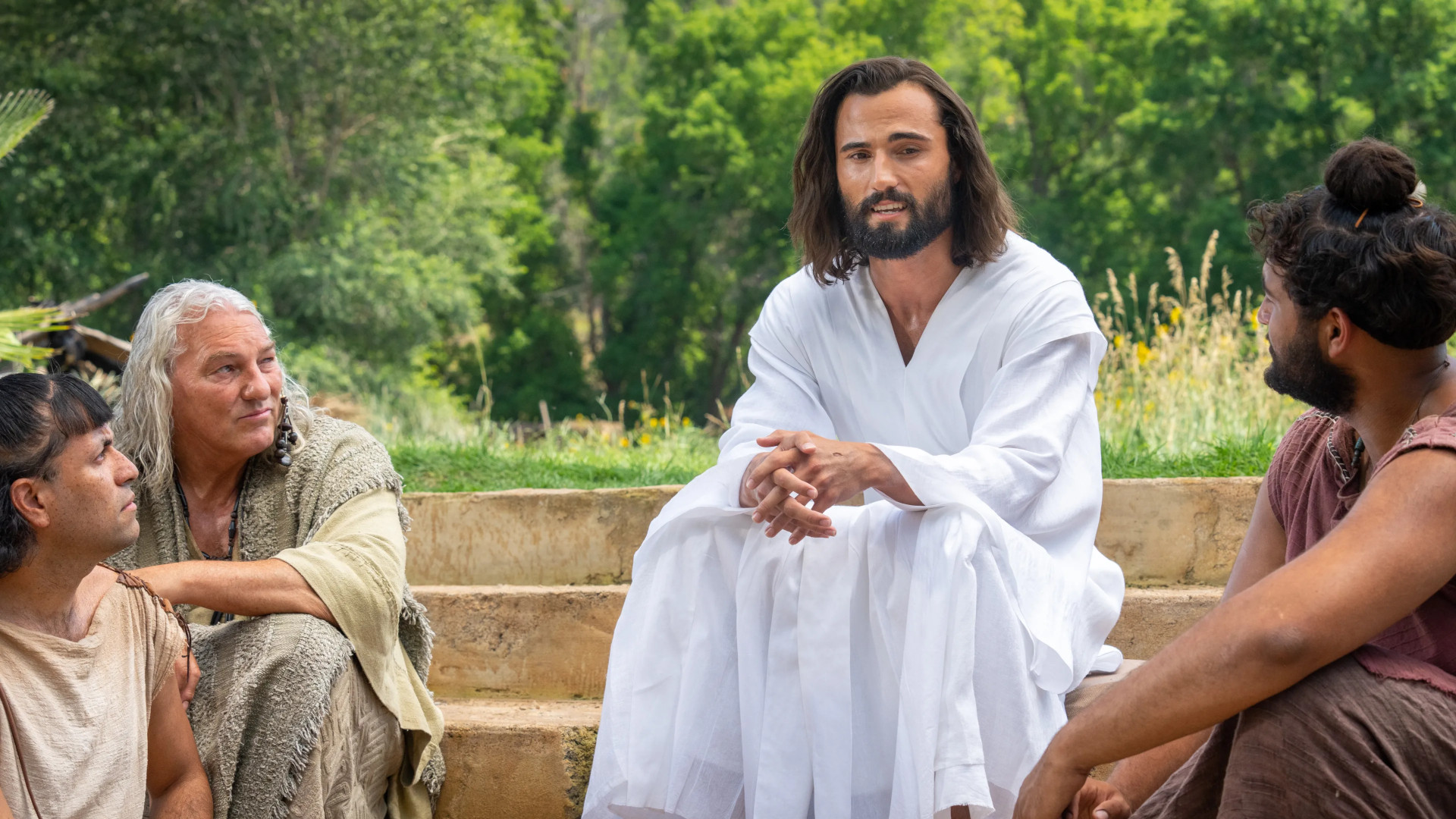 Christ speaks to his disciples in this still from the Book of Mormon Videos of The Church of Jesus Christ of Latter-day Saints.