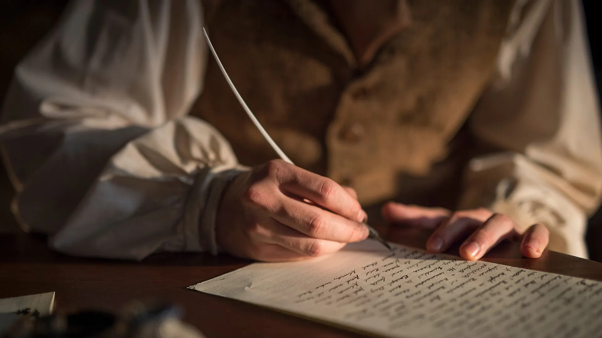 Oliver Cowdery writes the translation of The Book of Mormon on parchment