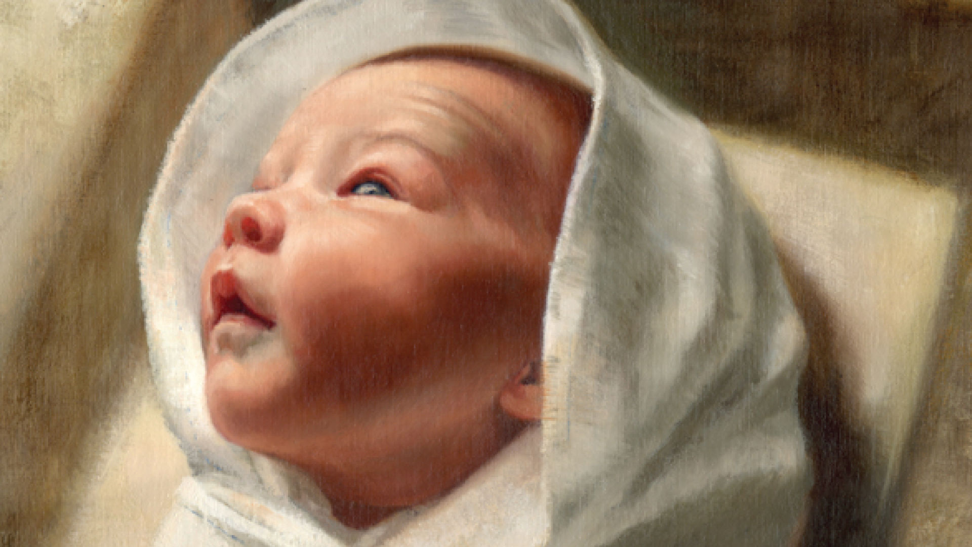 Jenedy Paige's painting, "Little Lamb," showing Jesus Christ as a baby