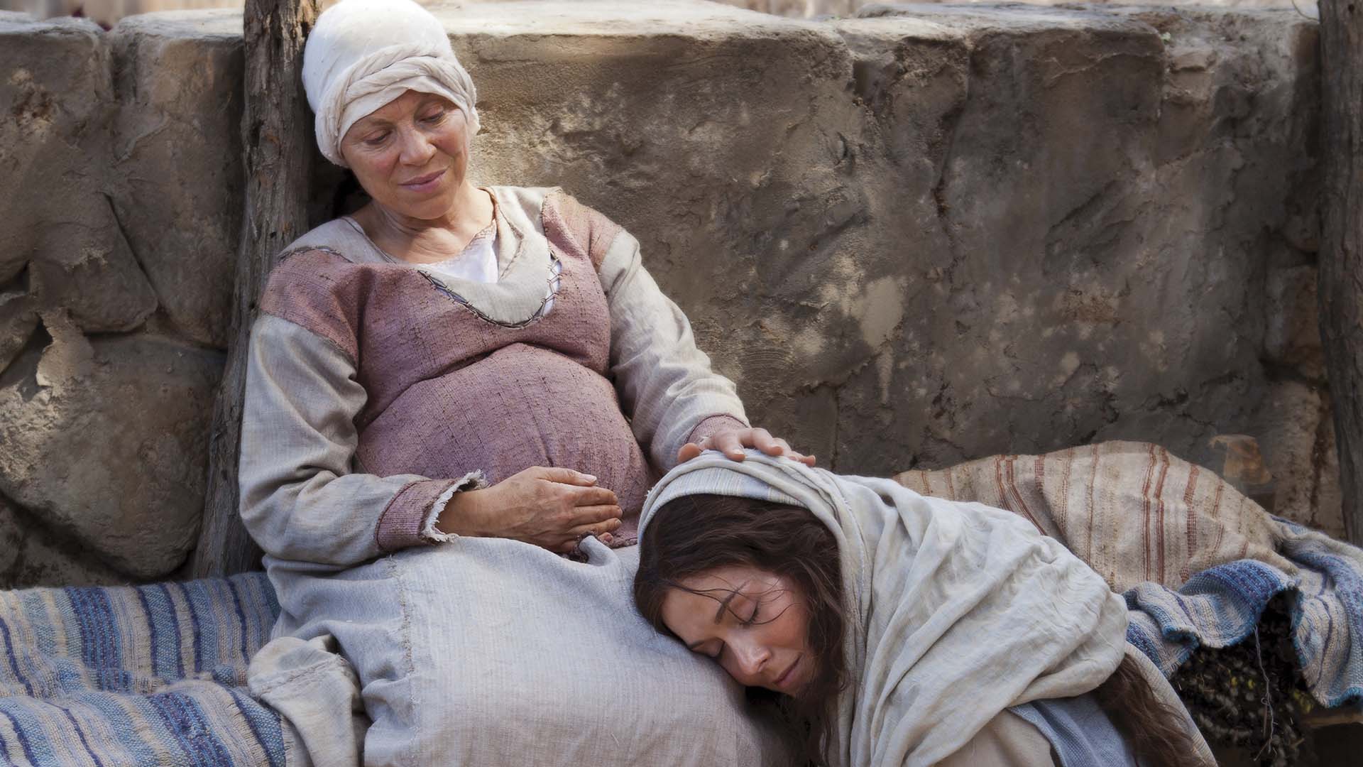 Mary visits Elizabeth. Image via Church of Jesus Christ.