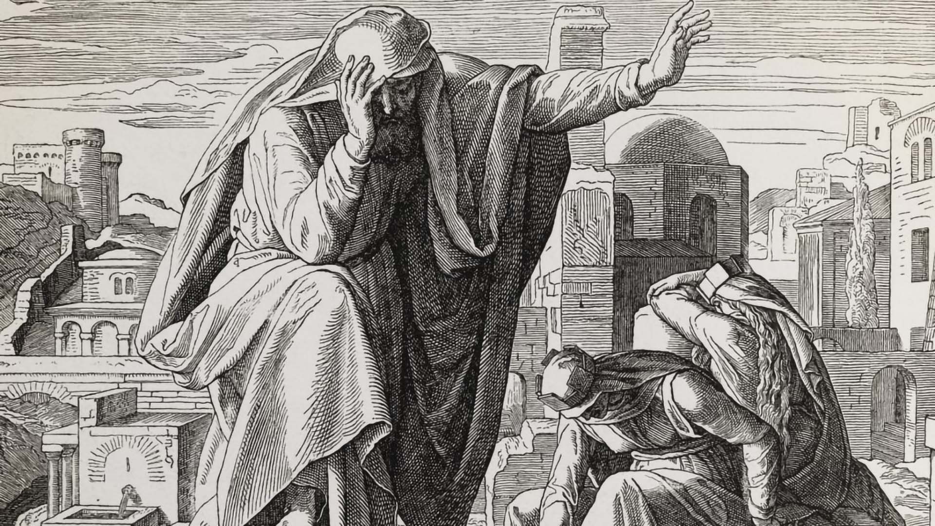 The Cry of Jeremiah the Prophet, from an engraving by the Nazarene School. Image via Church of Jesus Christ.