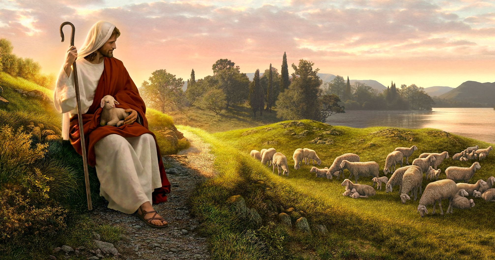 Dear to the Heart of the Shepherd, by Simon Dewey. Image via Church of Jesus Christ.