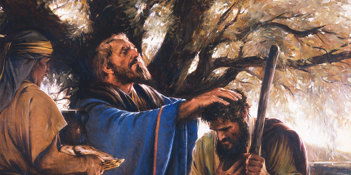 Melchizedek Blesses Abram, by Walter Rane. Image via Gospel Media Library.