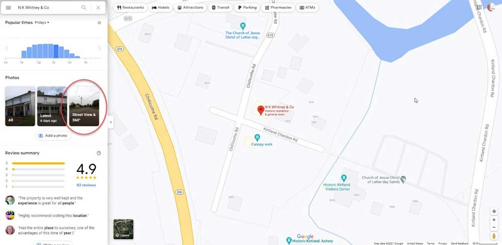 Google Maps street view of Newel K. Whitney store.