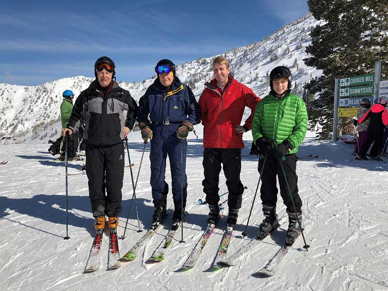The four living John Welch's skiing at Alta in 2018.