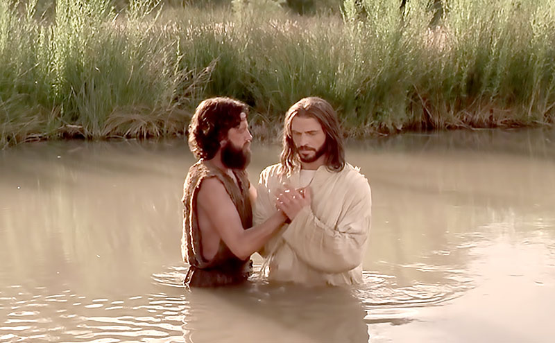 John the Baptist Baptizing Jesus in the Jordan River. Image via LDS Media Library.