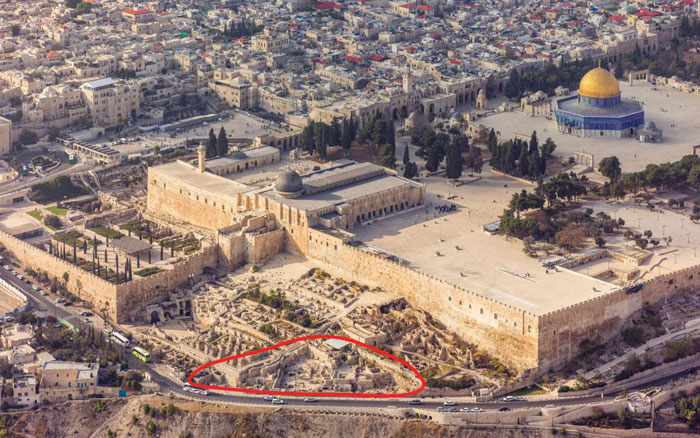 The Ophel excavations at the foot of the southern wall of the Temple Mount in Jerusalem. Image via Times of Israel