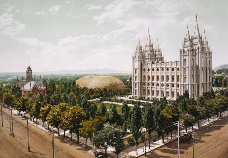 Temple Square, Salt Lake City, Utah, in 1899. Photograph by William Henry Jackson. Image via Wikimedia Commons.