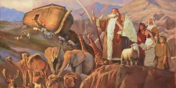 Illustration of Noah leaving the ark, by Sam Lawlor. Image via Church of Jesus Christ.