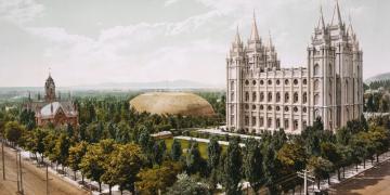 Temple Square, Salt Lake City, Utah, in 1899. Photograph by William Henry Jackson. Image via Wikimedia Commons.