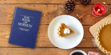 Photo of Book of Mormon and Thanksgiving. Image via Book of Mormon Central and Pixabay.